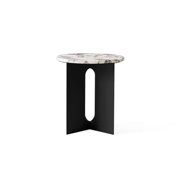 Androgyne side table - Calacatta Viola marble-black steel, Ø42 cm - Audo Copenhagen