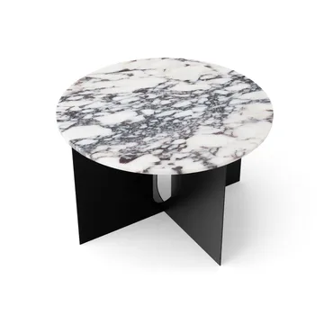 Androgyne side table - Calacatta Viola marble-black steel, Ø65 cm - Audo Copenhagen