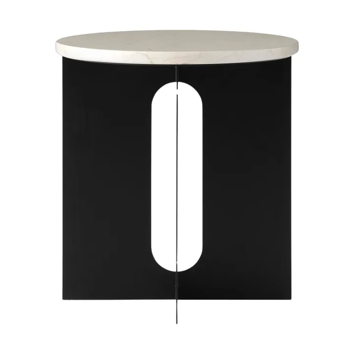 Androgyne side table - Crystal Rose marble-black steel, Ø42 cm - Audo Copenhagen