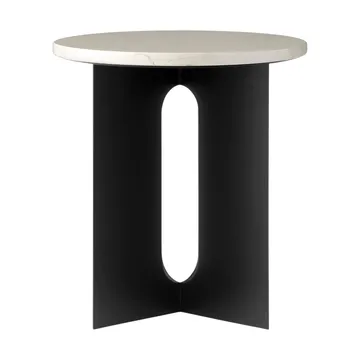 Androgyne side table - Crystal Rose marble-black steel, Ø42 cm - Audo Copenhagen