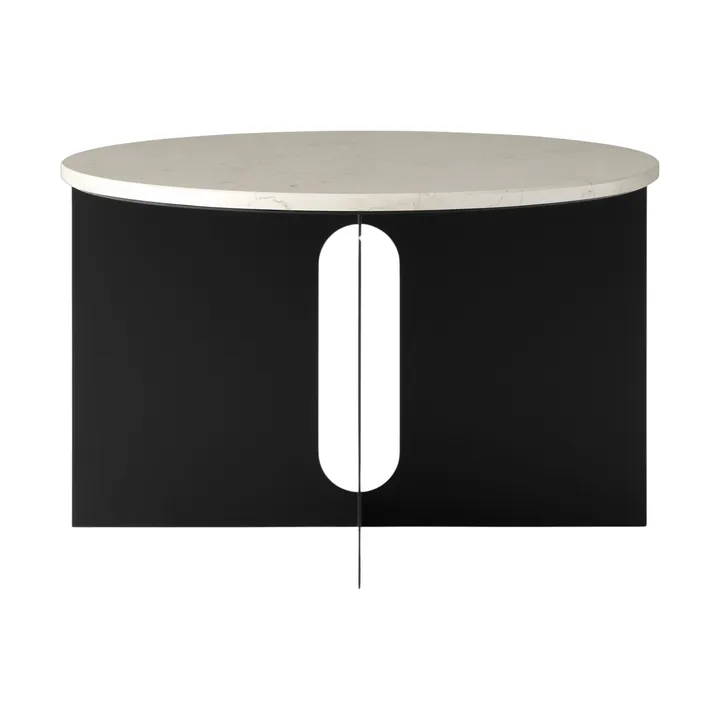 Androgyne side table - Crystal Rose marble-black steel, Ø65 cm - Audo Copenhagen