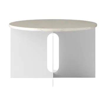 Androgyne side table - Crystal Rose marble-brushed steel, Ø65 cm - Audo Copenhagen