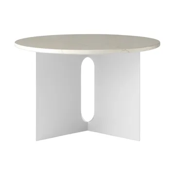 Androgyne side table - Crystal Rose marble-brushed steel, Ø65 cm - Audo Copenhagen