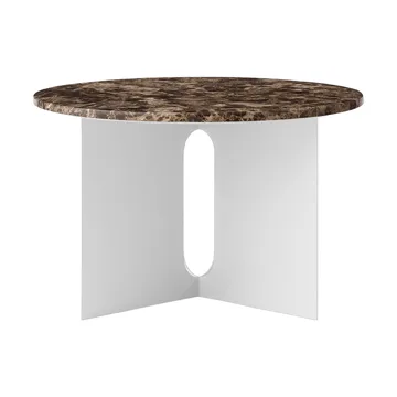 Androgyne side table - Emperador marble-brushed steel, Ø65 cm - Audo Copenhagen