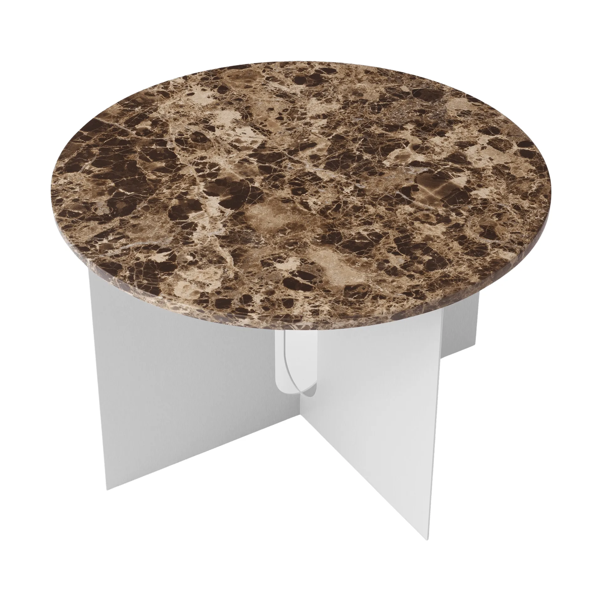 Androgyne side table, Emperador marble-brushed steel, Ø65 cm Audo Copenhagen