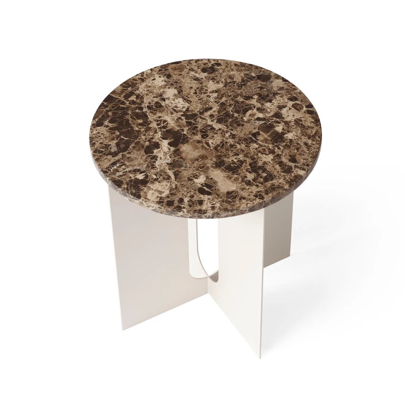 Androgyne side table, Emperador marble-ivory steel, Ø42 cm Audo Copenhagen