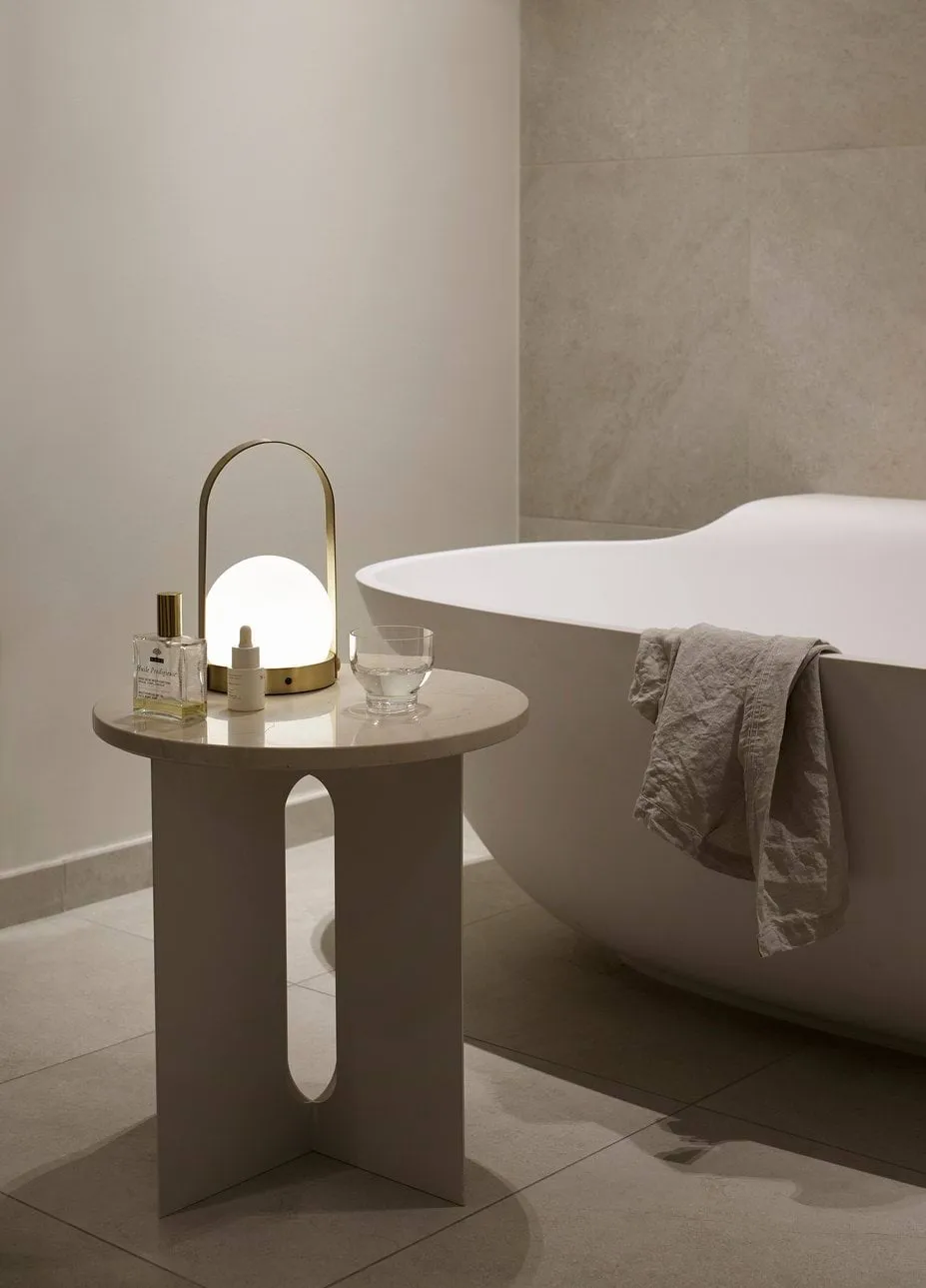 Androgyne side table, Emperador marble-ivory steel, Ø42 cm Audo Copenhagen
