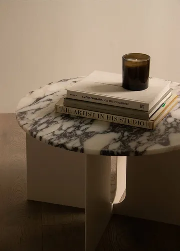 Androgyne side table - Grey Galaxy marble-black steel, Ø65 cm - Audo Copenhagen