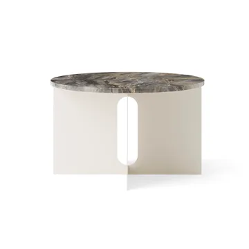 Androgyne side table - Grey Galaxy marble-ivory steel, Ø65 cm - Audo Copenhagen