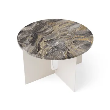 Androgyne side table - Grey Galaxy marble-ivory steel, Ø65 cm - Audo Copenhagen