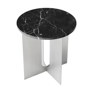 Androgyne side table - Nero Maquina marble-brushed steel, Ø42 cm - Audo Copenhagen