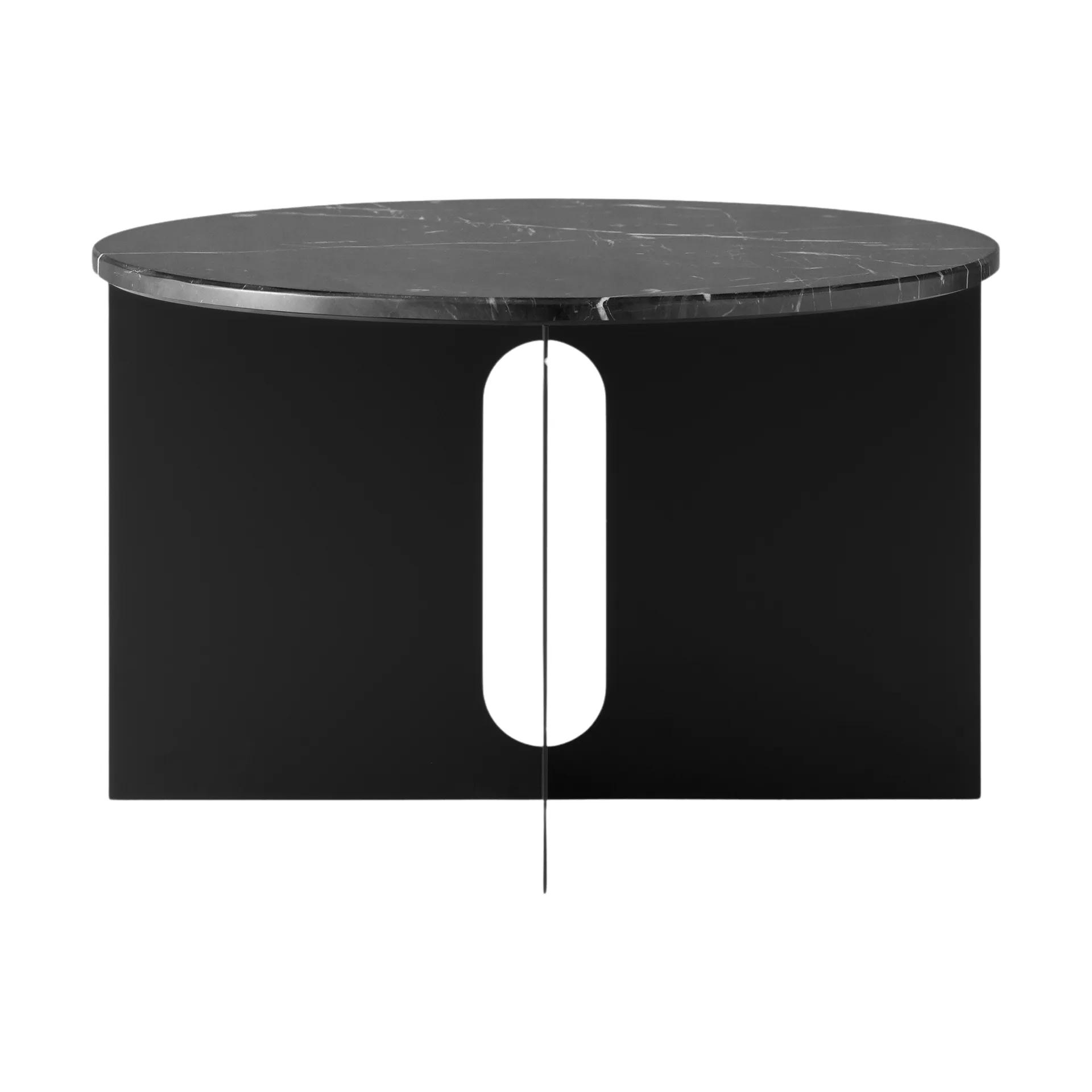 Androgyne side table, Nero Marquina marble-black steel, Ø65 cm Audo Copenhagen