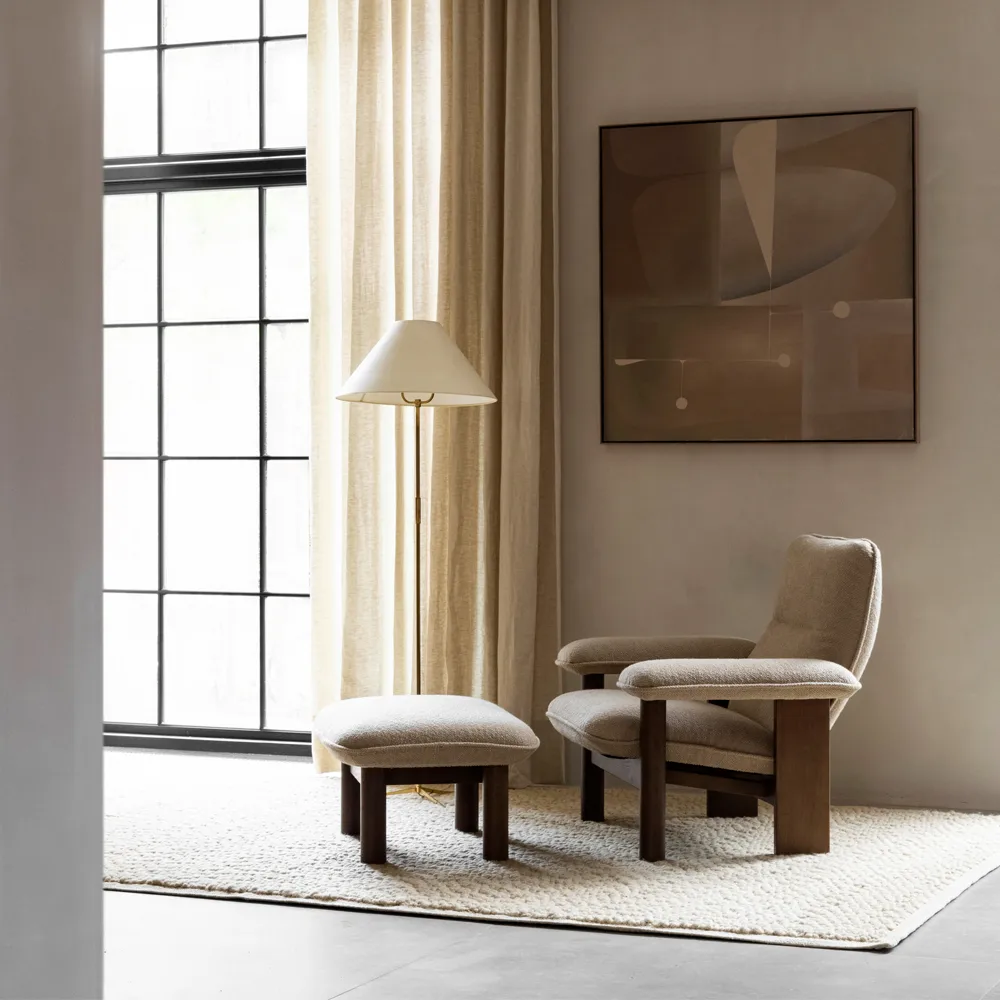 Brasilia footstool, Dunes camel 21004 brown-dark oak Audo Copenhagen