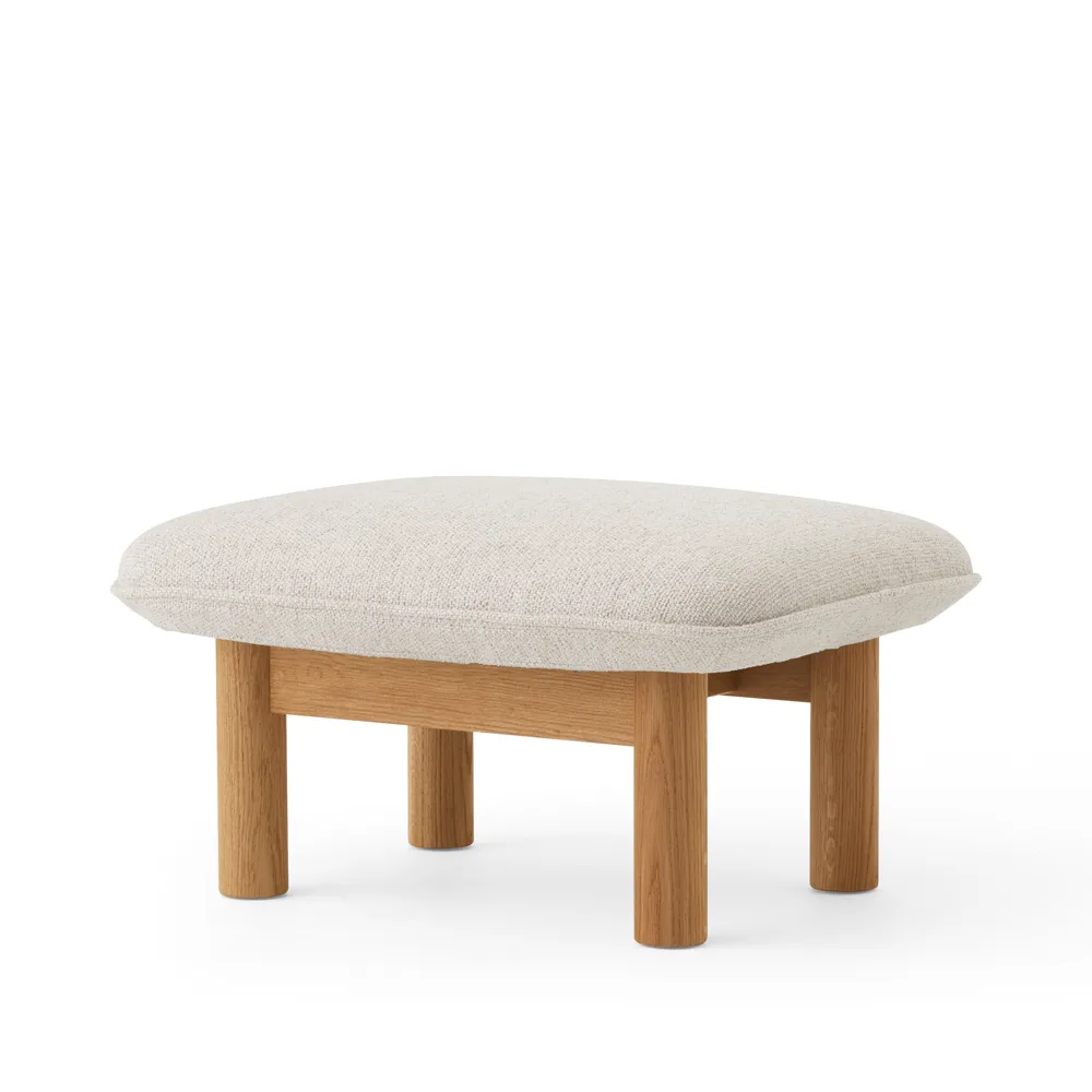 Brasilia footstool, Fabric moss 011 grey, oak legs Audo Copenhagen