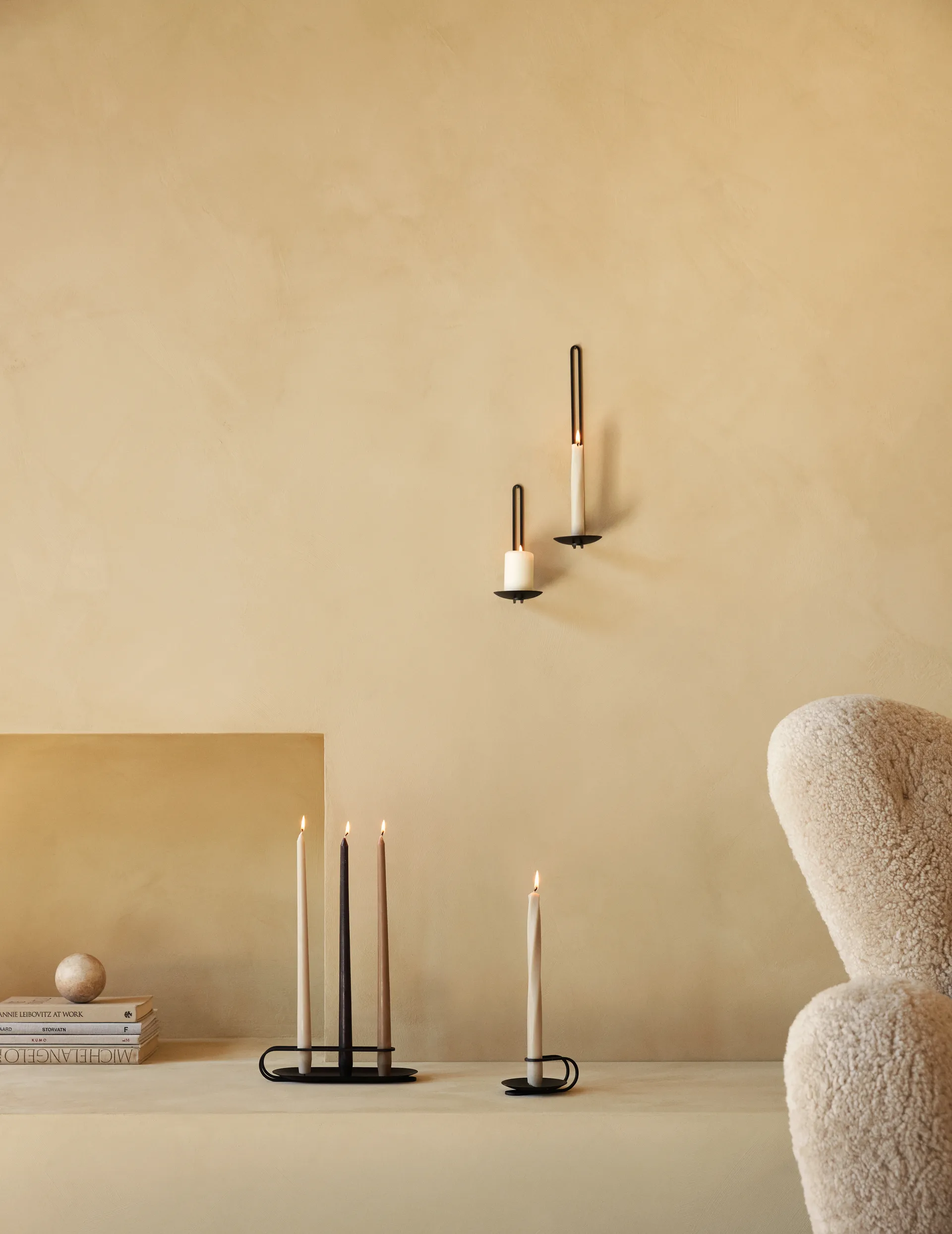 Clip candlestick wall 34 cm, Black Audo Copenhagen