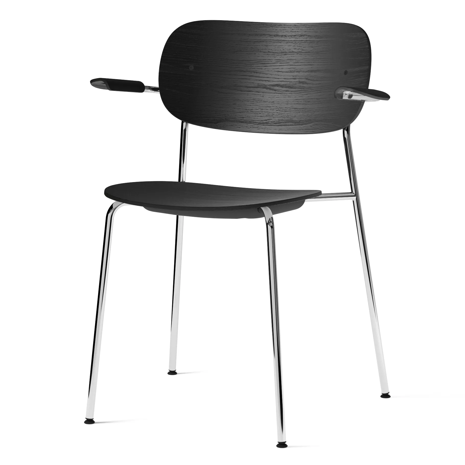 Co chair with armrest chromed legs, black oak Audo Copenhagen