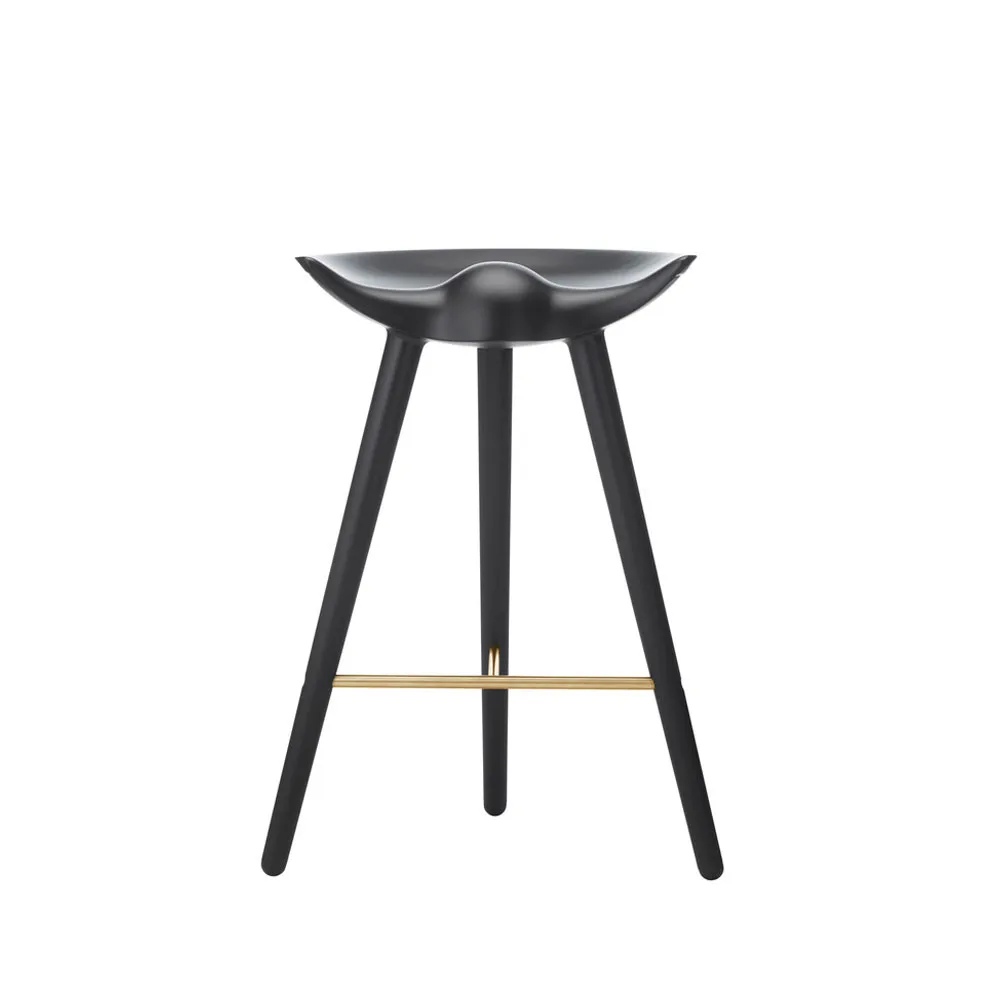 ML 42 Barstool, Black stained beech, brass Audo Copenhagen