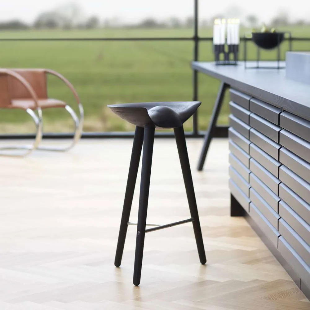 ML 42 Barstool, Black stained beech, brass Audo Copenhagen