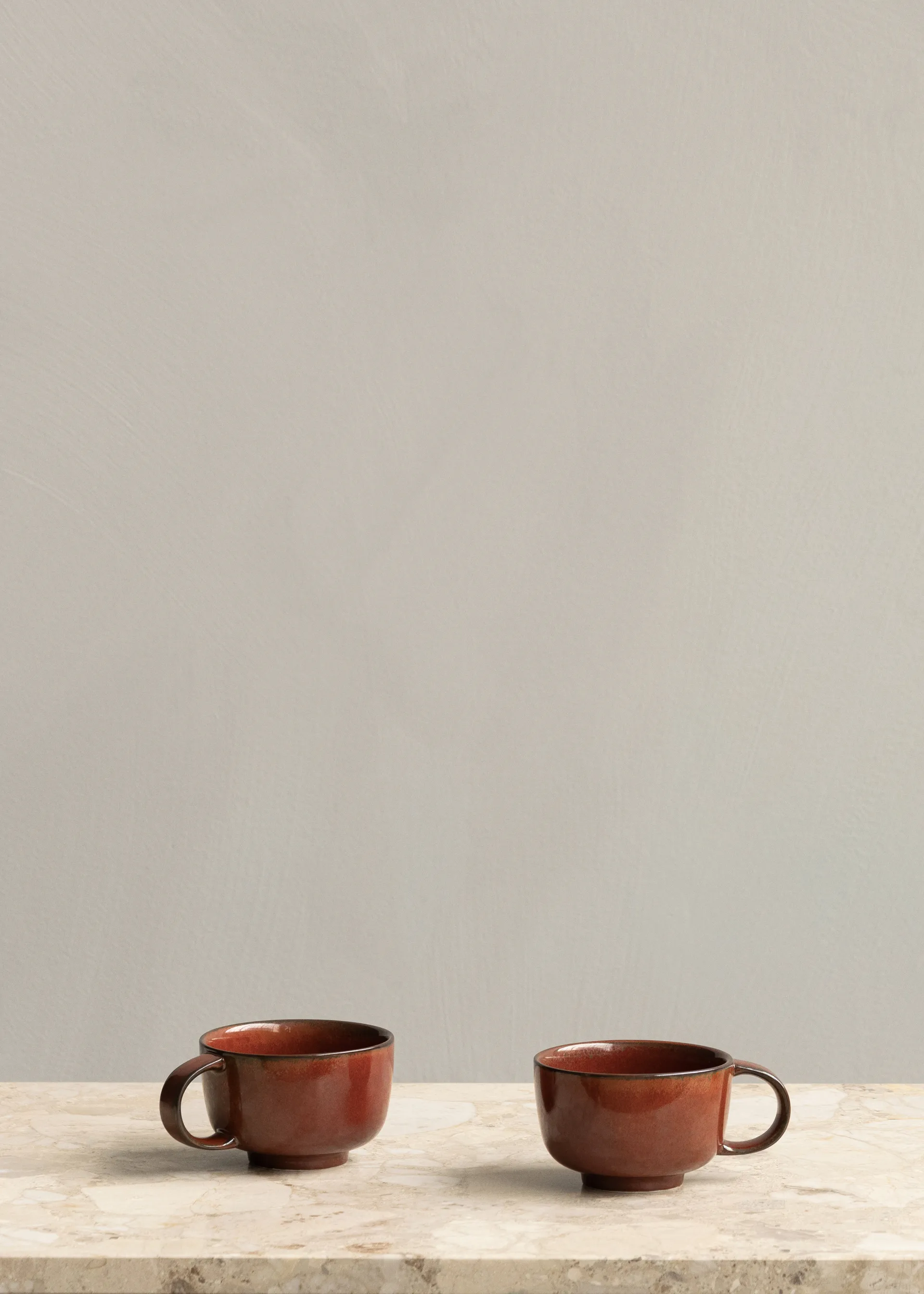 New Norm cup with handle 25 cl 2-pack, Red glazed Audo Copenhagen
