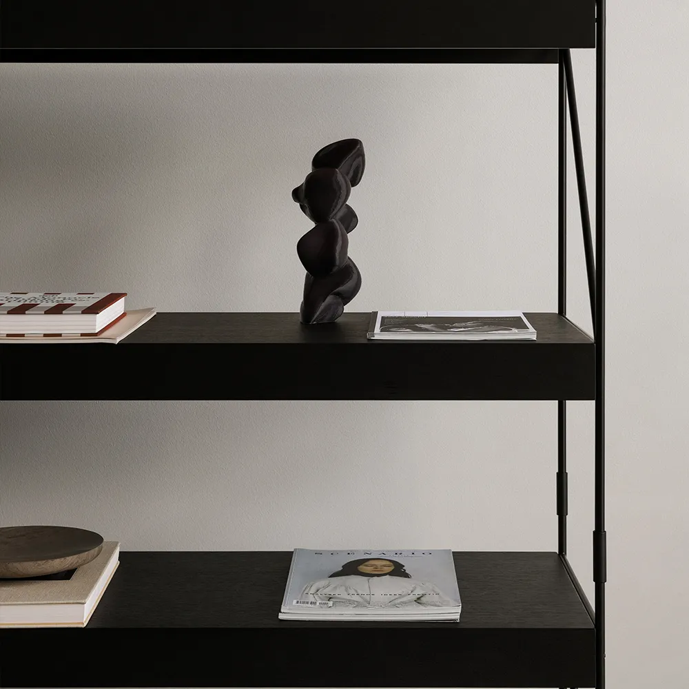 Zet shelving system, Natural oak, 1x4, black steel base Audo Copenhagen