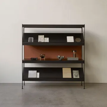 Zet shelving system - Oak black stained, 1x2, black steel base - Audo Copenhagen