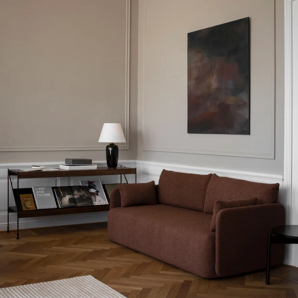 Zet shelving system, Oak dark stained, 1x4, black steel base Audo Copenhagen