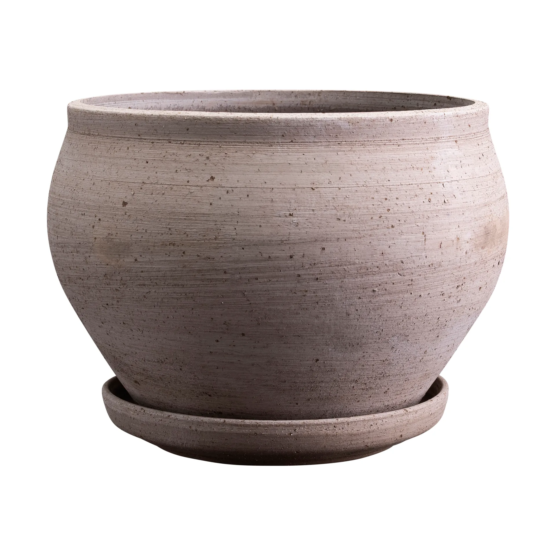 Delphi pot with saucer, 2 pieces, Grey, Ø24 cm, low Bergs Potter