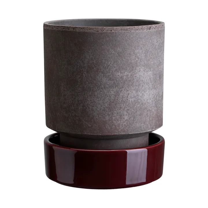 Hoff pot - Ø14 cm, Raw Grey-Deep Burgundy - Bergs Potter