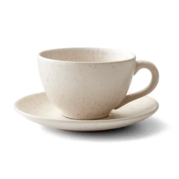 Bitz cup with saucer 24 cl matte - matte cream white - Bitz