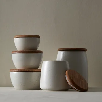 Bitz jar with matte lid 12 cm - matte off white - Bitz