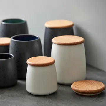 Bitz jar with matte lid 16.5 cm - matte off white - Bitz