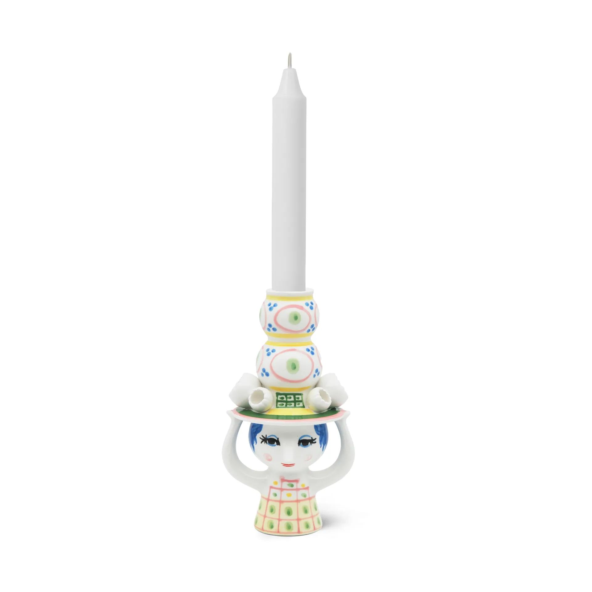 Lady with hat candle holder H16 cm, Pink Bjørn Wiinblad