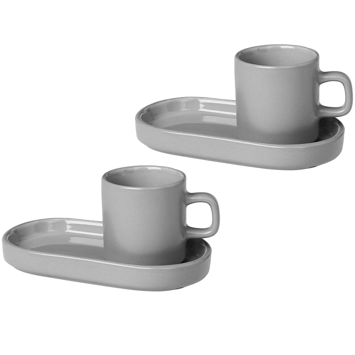 Pilar espresso cup with saucer 2-pack, Mirage grey blomus