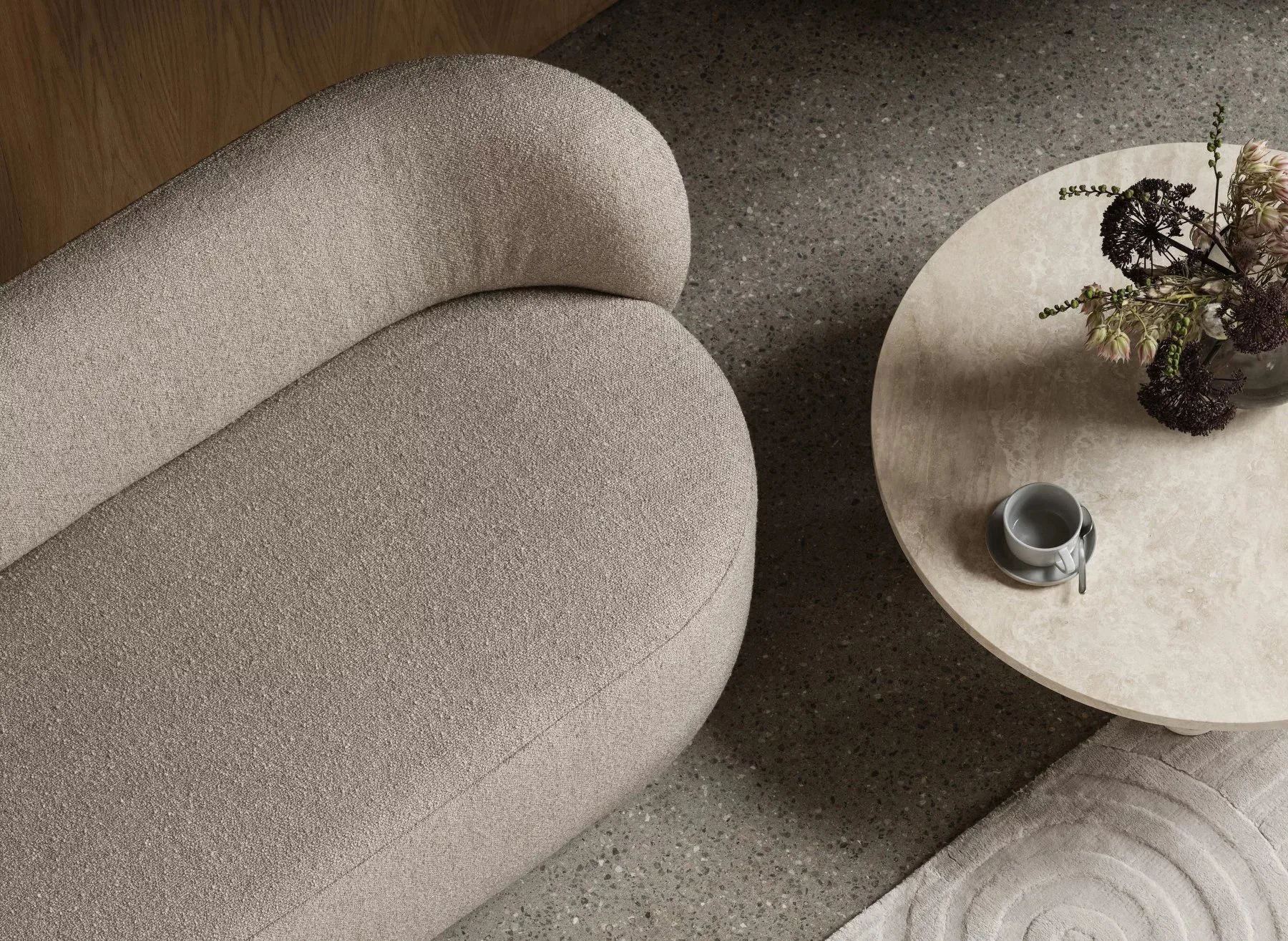 Volos coffee table L Ø75 cm, Travertine blomus