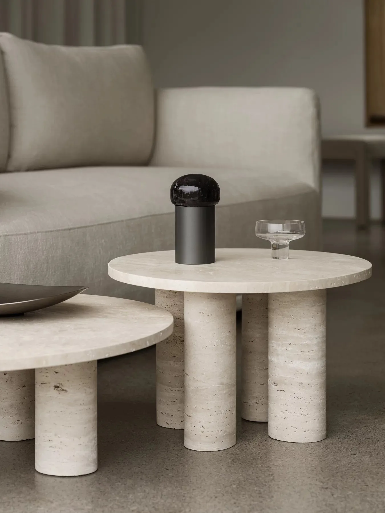 Volos side table S Ø52 cm, Travertine blomus