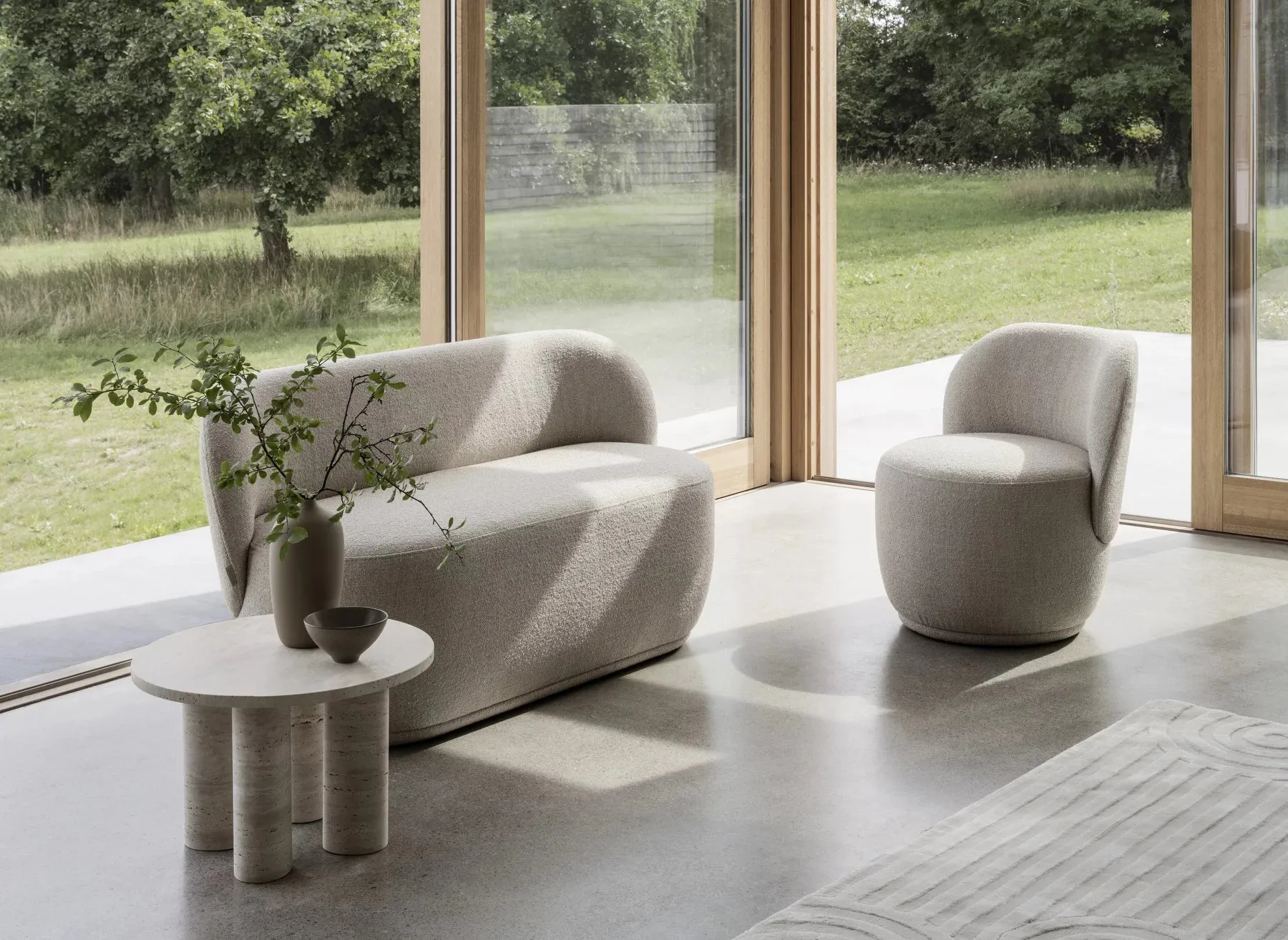 Volos side table S Ø52 cm, Travertine blomus
