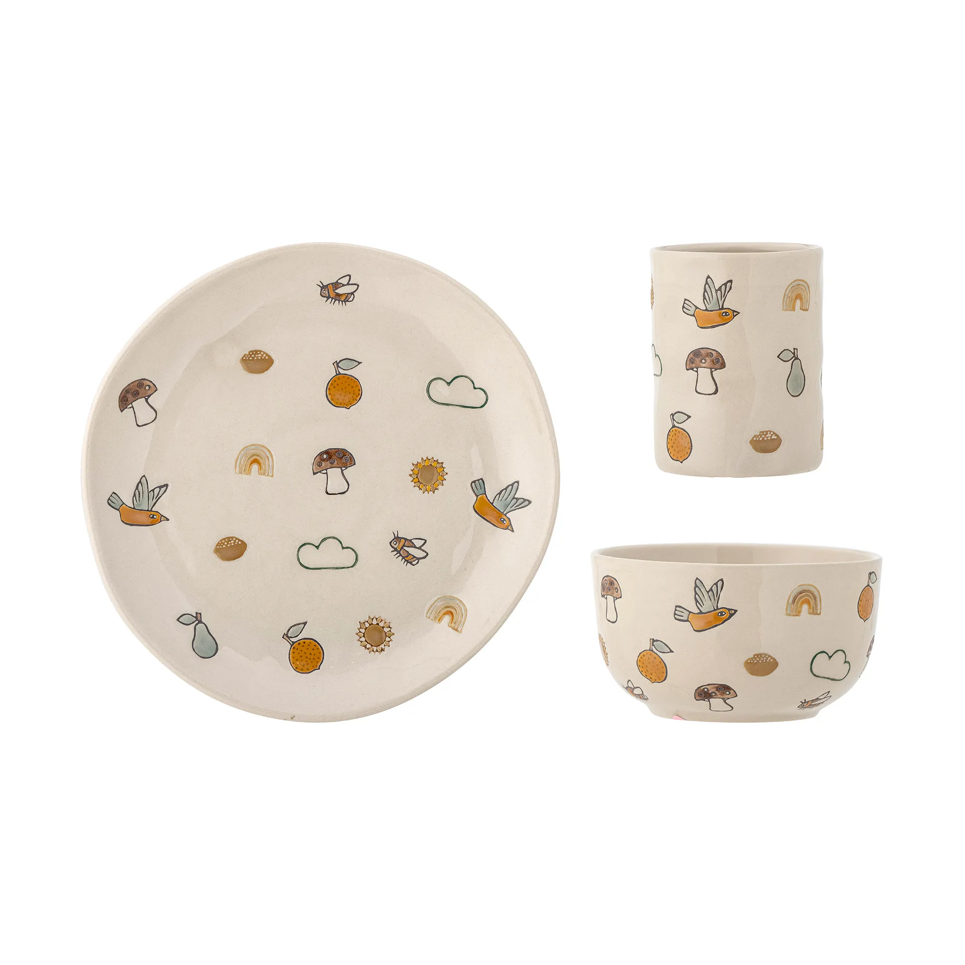 Agnes children's dinnerware 3 pieces, White Bloomingville
