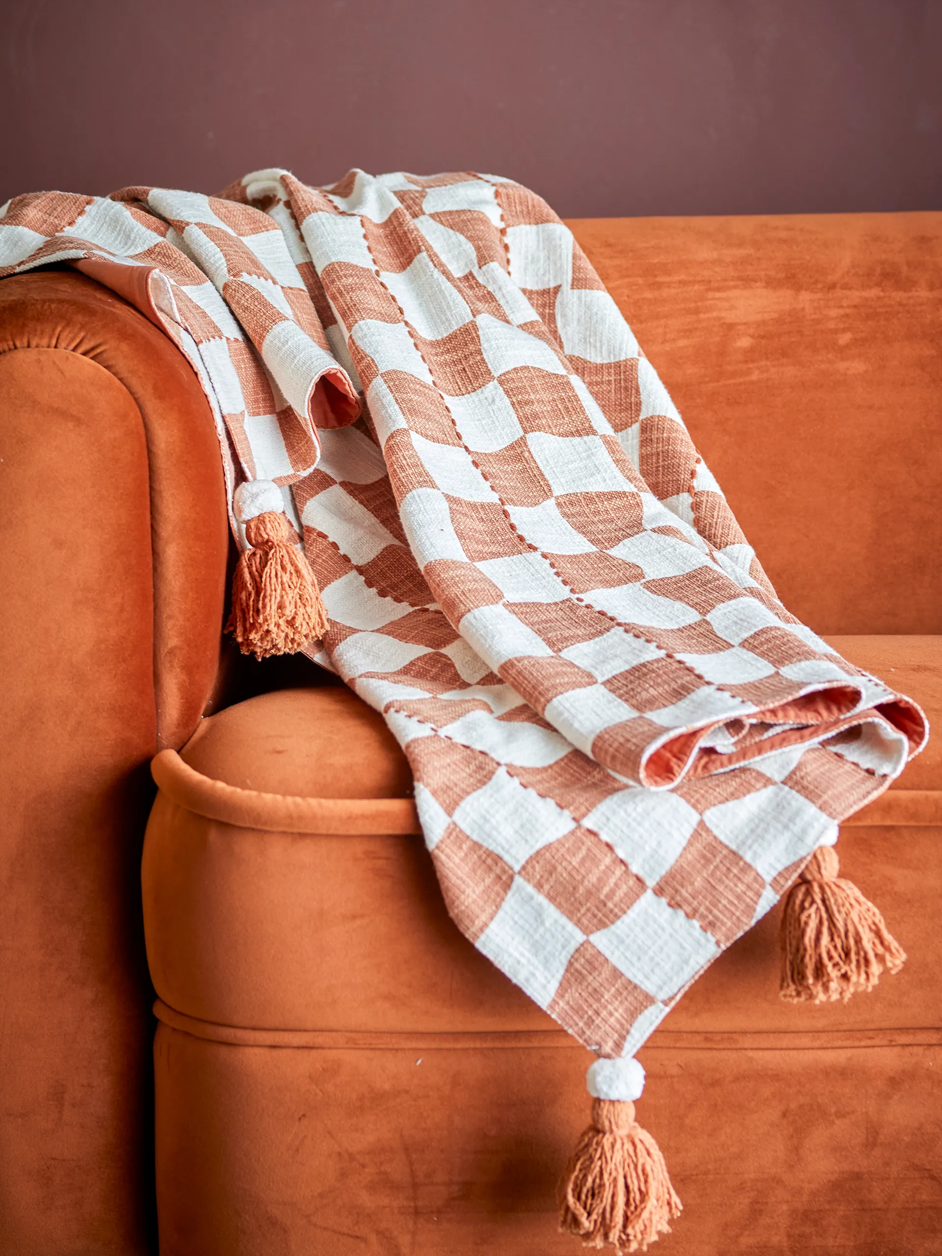 Chola throw cotton 150x130 cm, Brown Bloomingville