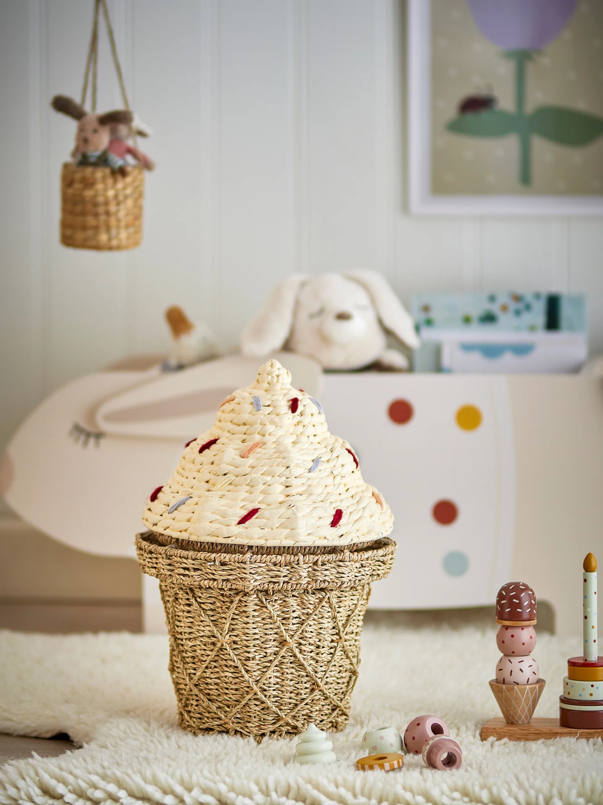 Cillie basket with lid 28x41 cm, Natural Bloomingville