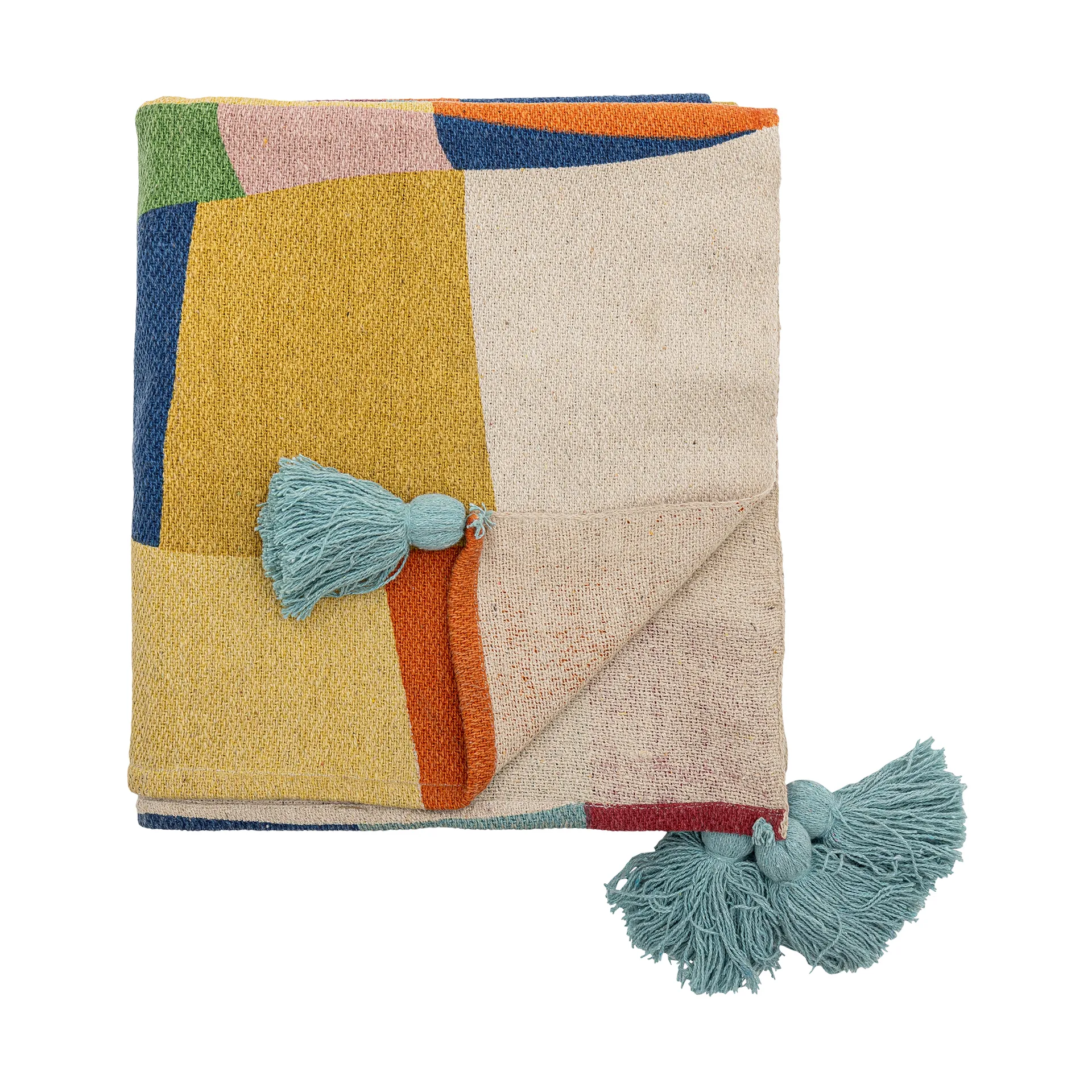 Colorine cotton throw 160x130 cm, Blue Bloomingville