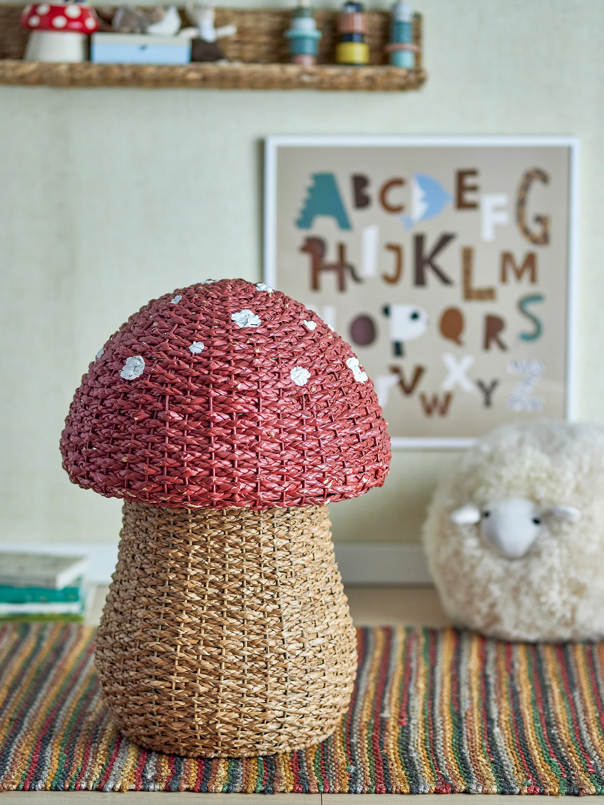 Corintha storage basket with lid Ø43x61 cm, Red Bloomingville