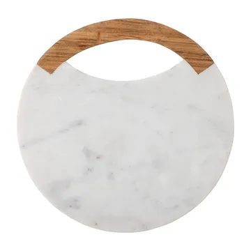 Daniela cutting board with handle Ø30 cm - White marble-acacia - Bloomingville