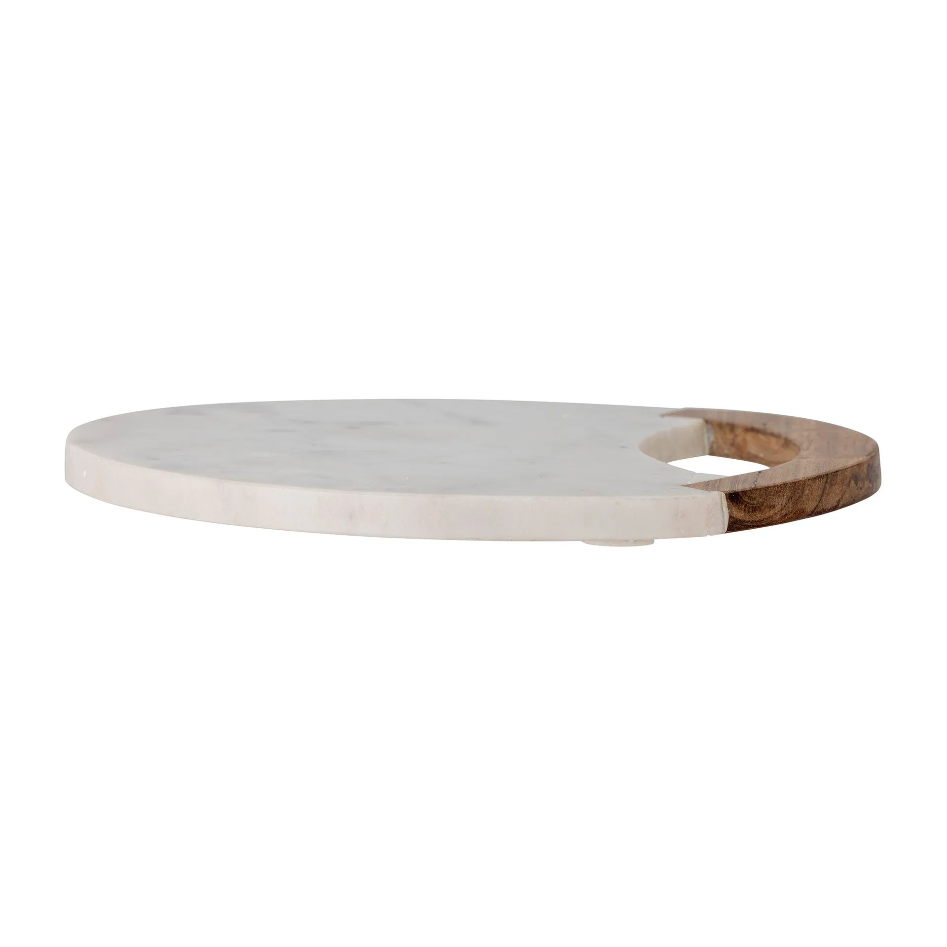 Daniela cutting board with handle Ø30 cm, White marble-acacia Bloomingville