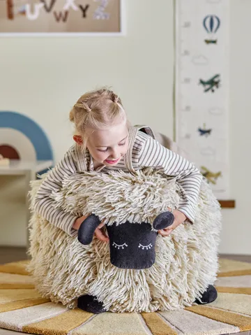 Dolly pouf wool 50x45 cm - White - Bloomingville