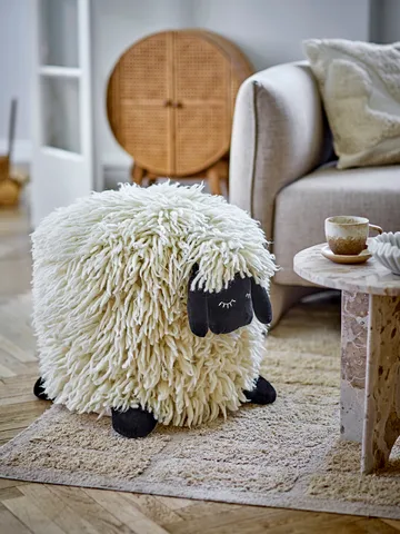 Dolly pouf wool 50x45 cm - White - Bloomingville