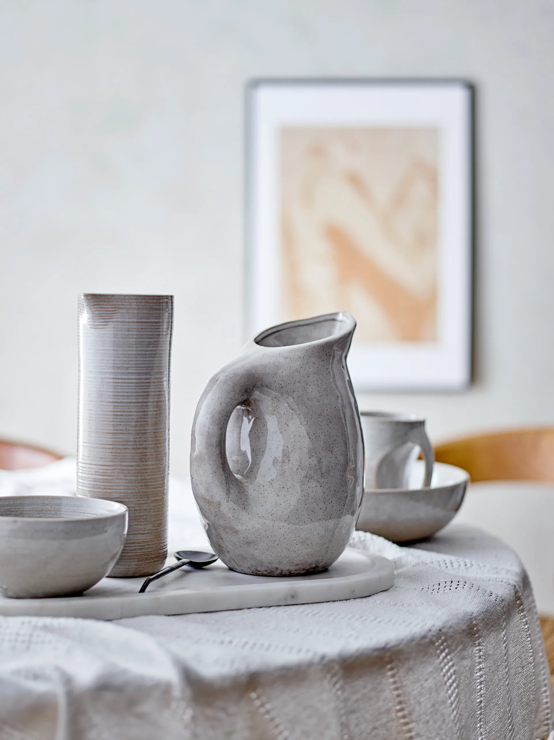 Emmaluna tray 20x45.5 cm, White marble Bloomingville