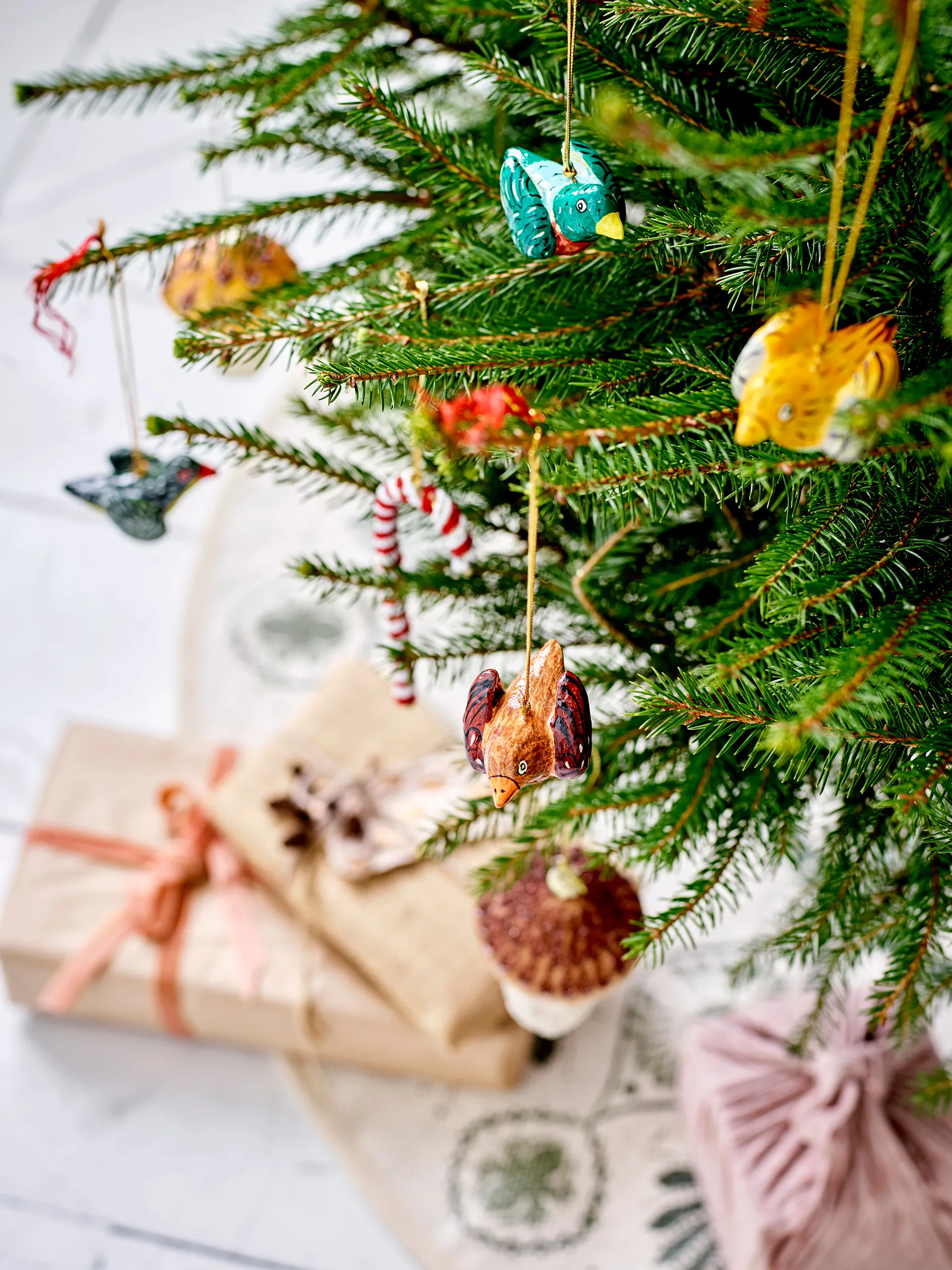 Jenice Christmas tree decorations glass, Grey polka Bloomingville
