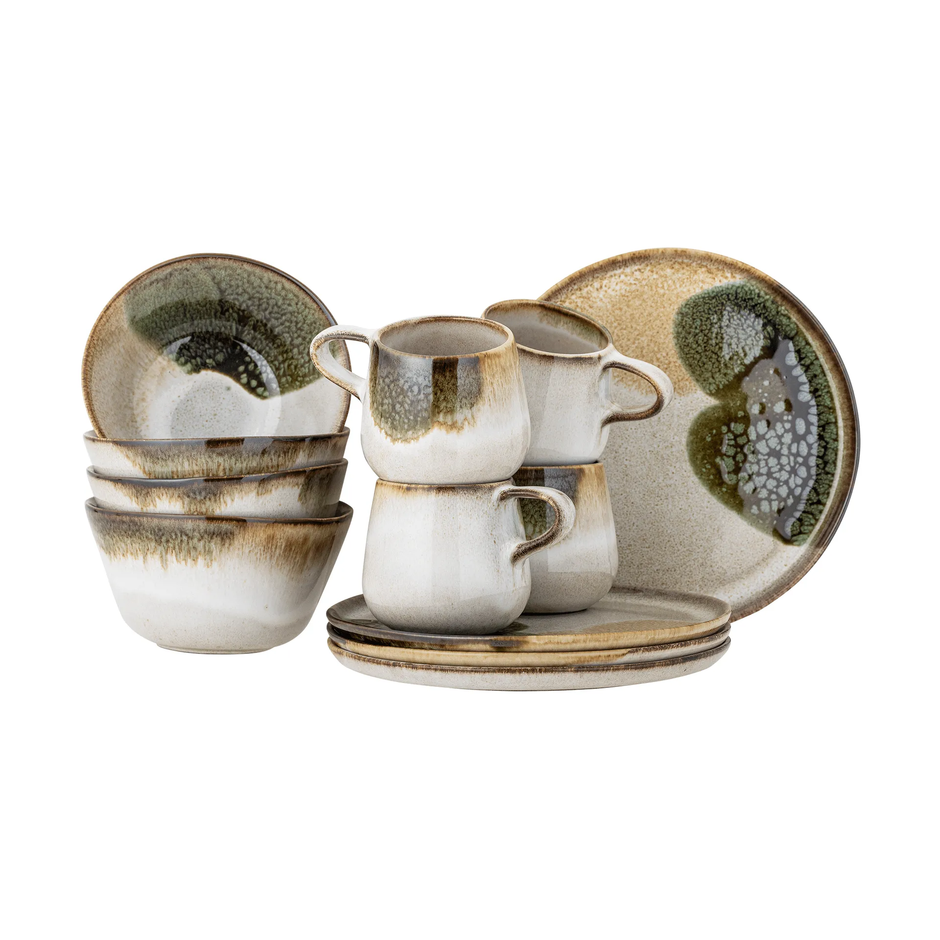 Jules breakfast set 12 pieces, Green Bloomingville