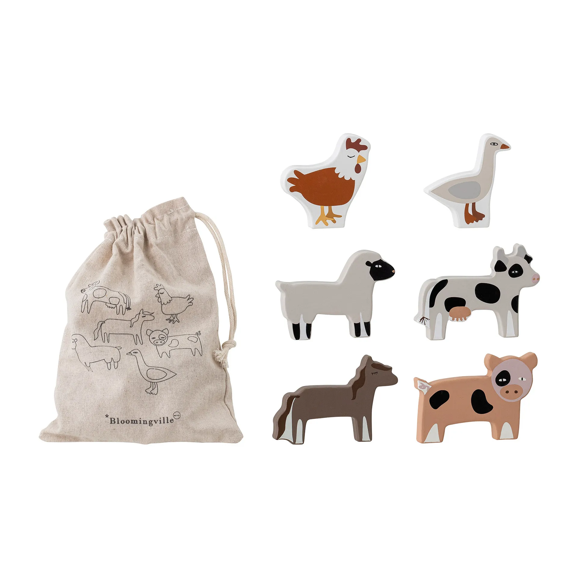 Karlo toy set 7 pieces, grey Bloomingville