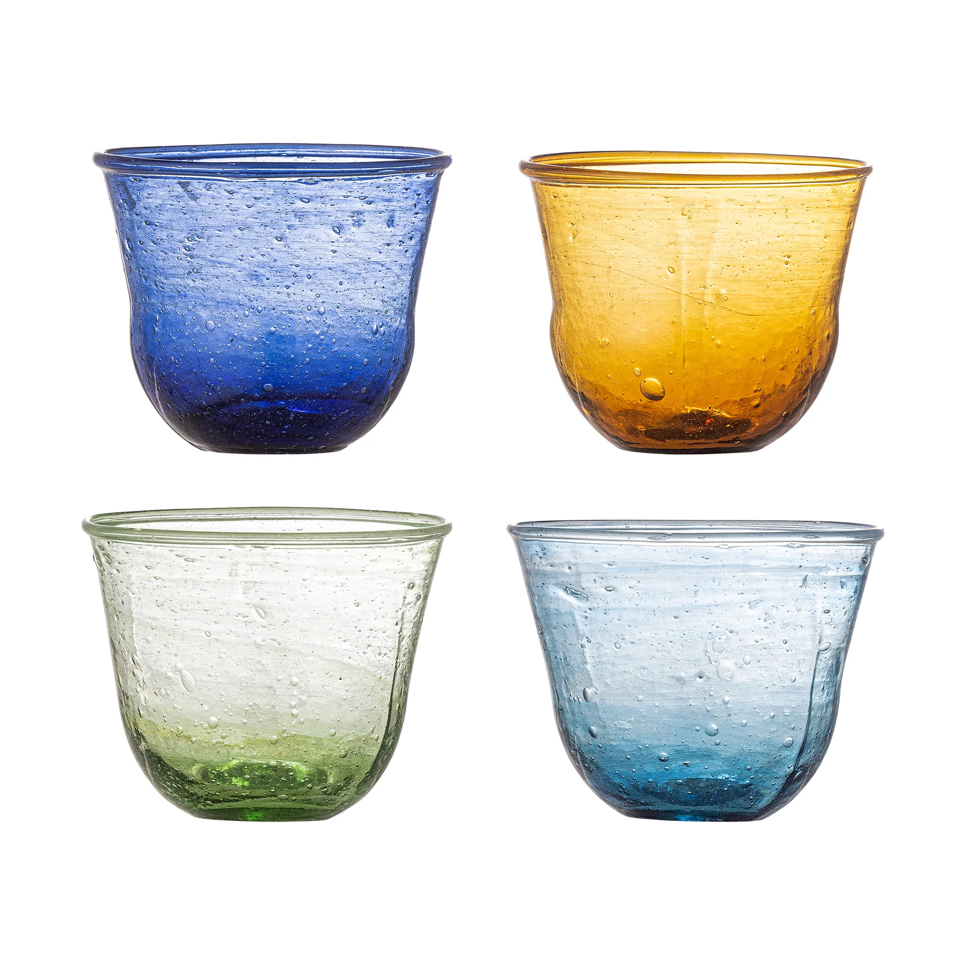 Karu drinking glasses 28 cl 4 pieces, Blue-yellow-green-light blue Bloomingville